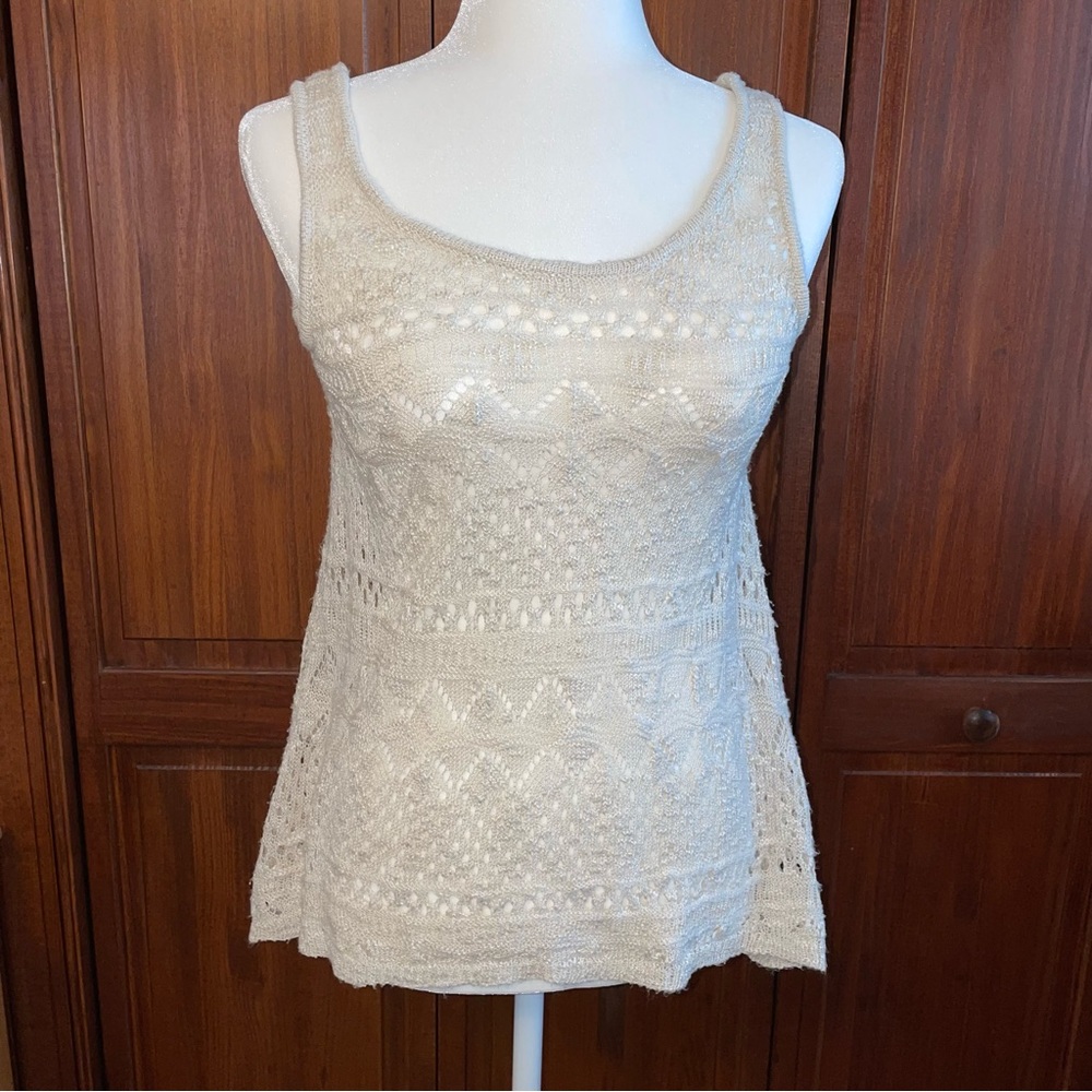 Pink Republic Crochet Sheer Sweater Tank w separate Camisole
